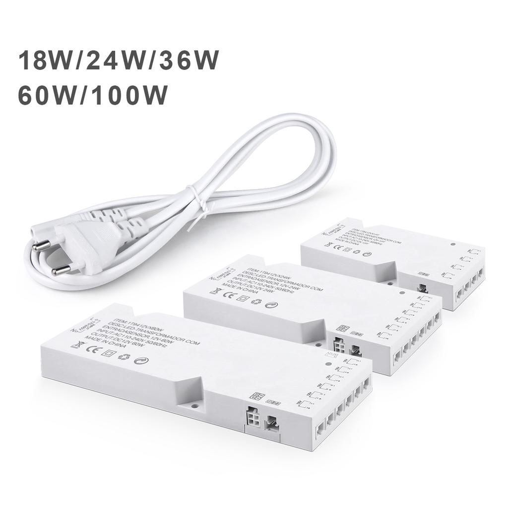 6/10x Dupont Port 110-250VAC para DC12V Transformador de iluminação 24W 36W 60W 100W Adaptador de fonte de alimentação Armário Armário Driver de faixa de LED