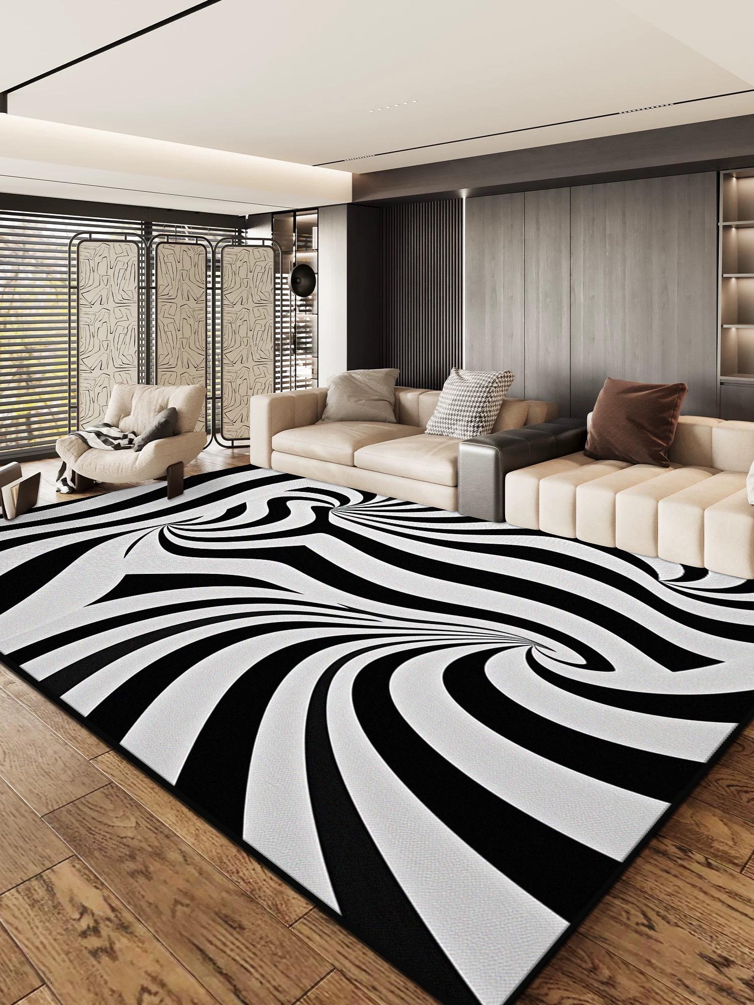 

Black Grey Geometric Carpet Non Slip Large Rugs for Living Room Sofa Lounge Bedroom Soft Floor Mat Washable Home Decor 60*90cm
