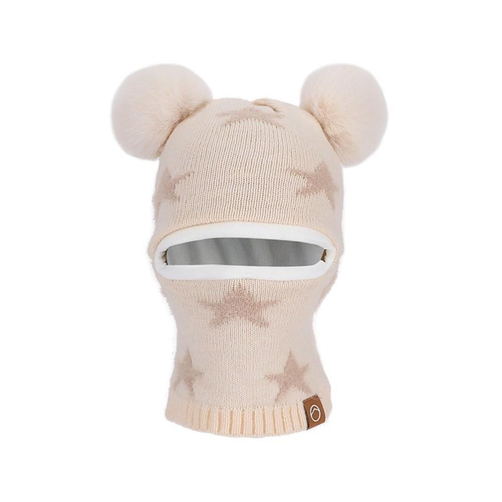 Ear Protection Winter Neck Gaiter Hat Acrylic Full Face Cover Hat Protective Pom Pom Hat For Boys