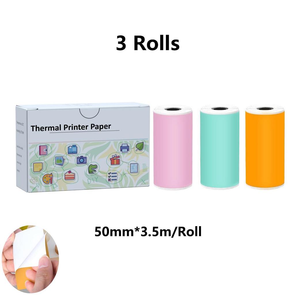 53mmx3.75m White Thermal Printer Paper, Mini Self-adhesive Label Printer Paper Compatible With T02/M02/M02/M02S PRO/M04AS/M04S Mini Thermal Printer