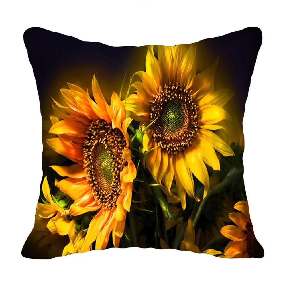 Sunflower Print Pillowcase Office Living Room Home Pillowcase Car Ornaments