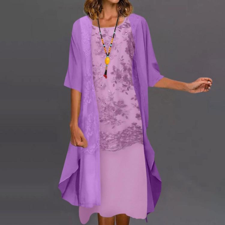 

Кружевное винтажное платье подружки невесты женское без рукавов вечернее свадебное коктейльное миди из тюля кардиган праздничное платье с принтом M фиолетовый