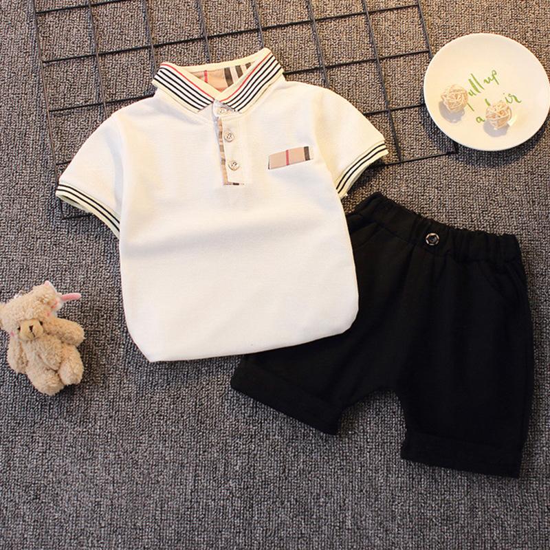 Boys' Casual Korean Style Two-Piece Set: Turn-Down Collar Shirt & Shorts, Summer Fashion for Kids