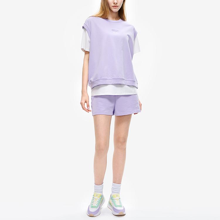 FILA Color Block Side Knit Sports Shorts Women shorts Mousse-Purple F11W229605FVT