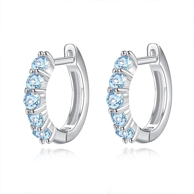 Luxury S925 Sterling Silver Topaz Earrings for Women Natural Crystal Birthstone Studs Earring Exquisite Banquets Jewelry FCGJHW