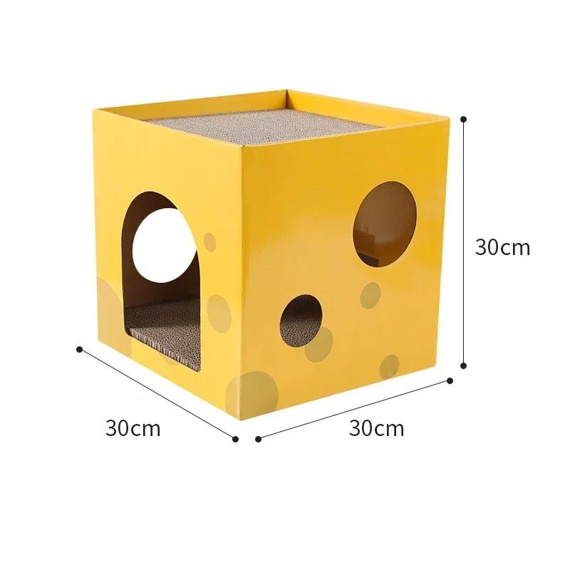 Maison pour Chat en Carton Boîte à Gratter Salon Lit avec Plateau Grattoir pour Chats Chatons Petits Animaux
