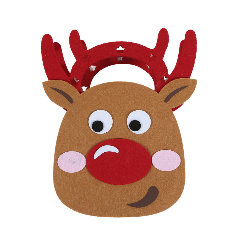 Cute Christmas Tree Treat Pouch Santa Claus Elk Gifts Bag Portable Decoration Felt Cloth Candy Handbag