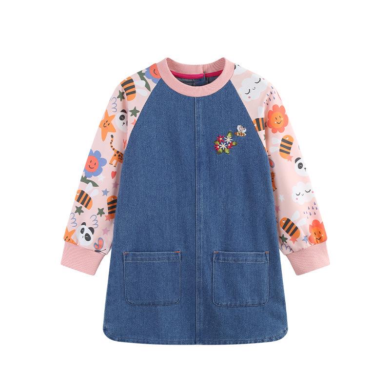 European Autumn Princess Denim Dress for Girls Size 7Y (125cm)