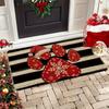 VIKAMA Christmas Rug Striped Dog Paw Print Entryway Doormat Living Room & Bedroom Doorway Decorative Rug Home Decor