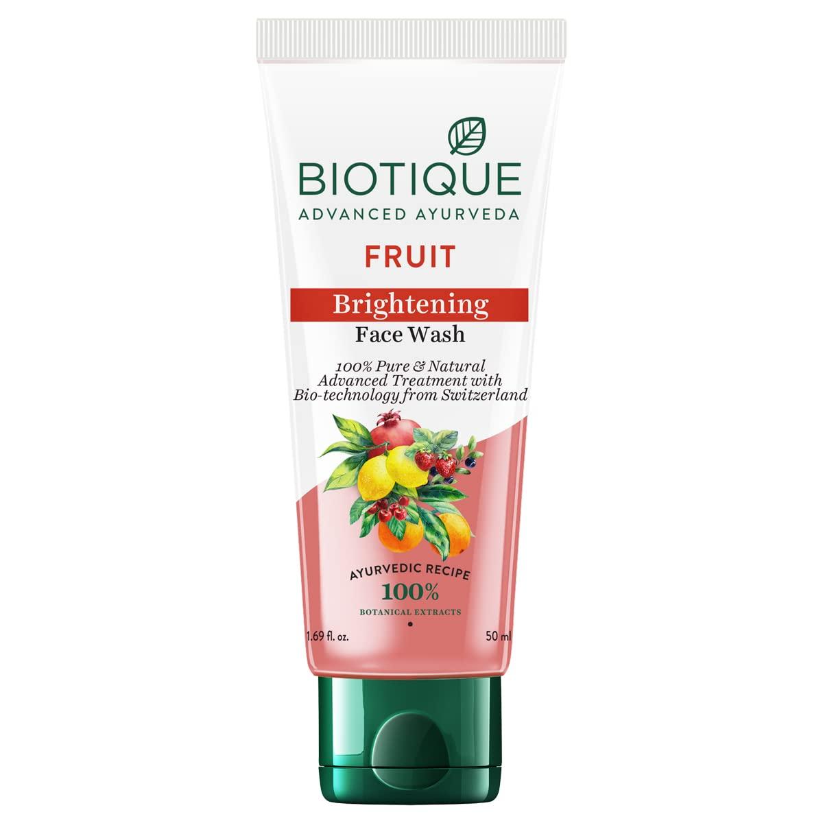 

Biotique Fruit Brightening Face Wash 50ml Gel For All Skin Types With Aloe Vera Tomato Amla Natural Glow