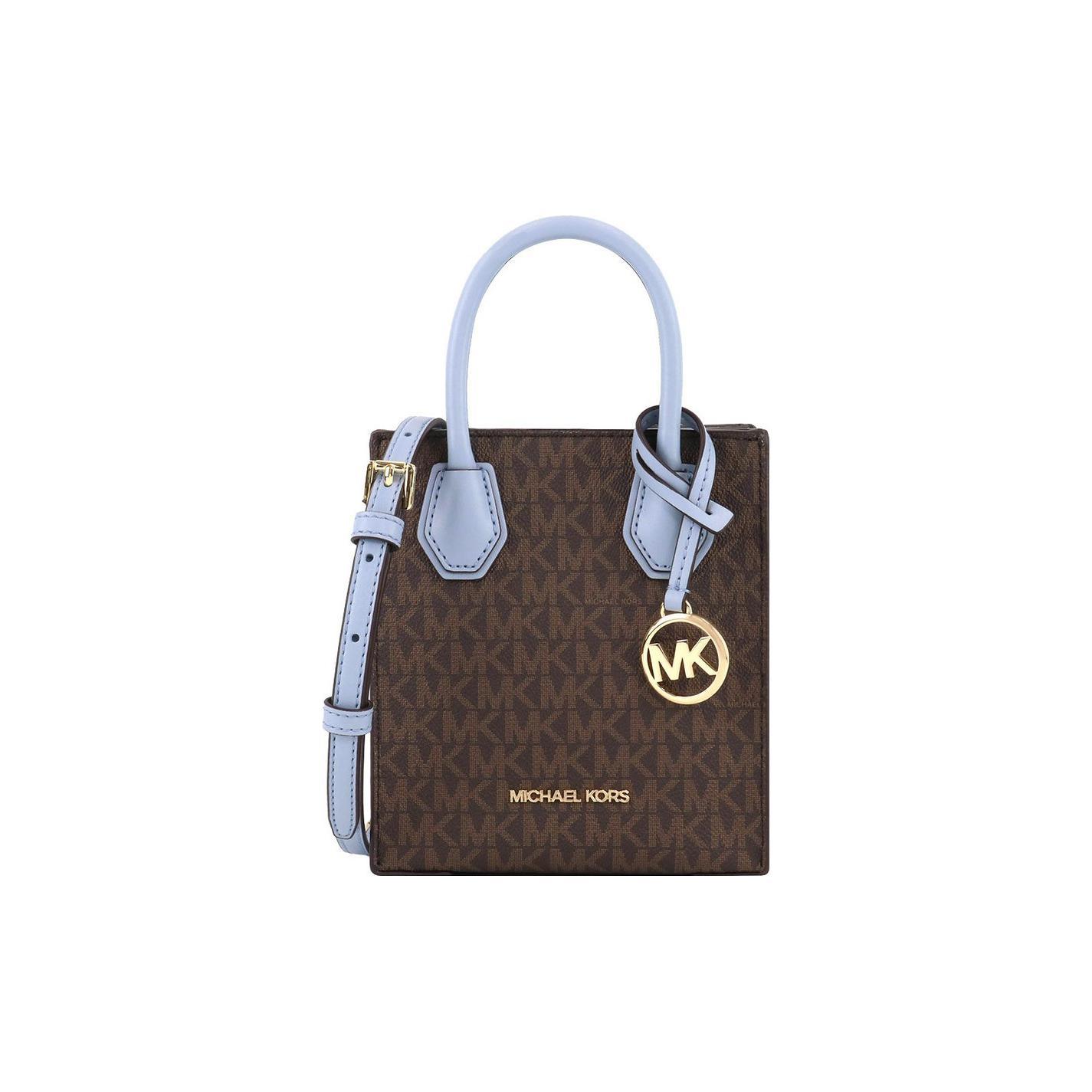 

Новая кожаная сумка-сундук MICHAEL KORS Mercer, сумка-тоут, сумка через плечо, обычная женская, темно-коричневая и синяя 35T1GM9C0I-PALE-BLUE 14.5*5.6*16.0CM