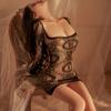Sexy Lingerie Fishnet Dress Hollow Out Mesh Hot Bodycon Dress Women Transparent Lace Sexy Babydolls Sleepwear Night Dress
