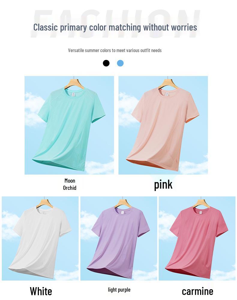 Women's Quick-Dry Ice Silk Short Sleeve T-Shirt: Breathable, Lightweight & Cool for Outdoor Casual Fitness