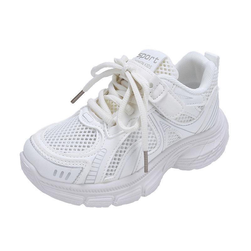 2025 Spring and Autumn New Boys and Girls Through the Net Sports Shoes Children Middle and Older Children Casual Dad Shoes Running Shoes