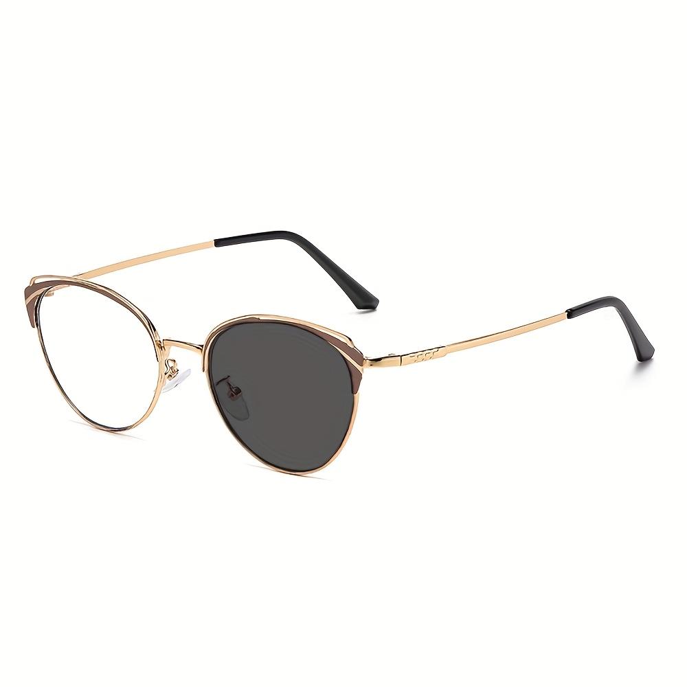 1pcs New high-end retro metal cat eye holder for men and women equipped with photochromic day and night dual-use sunglasses