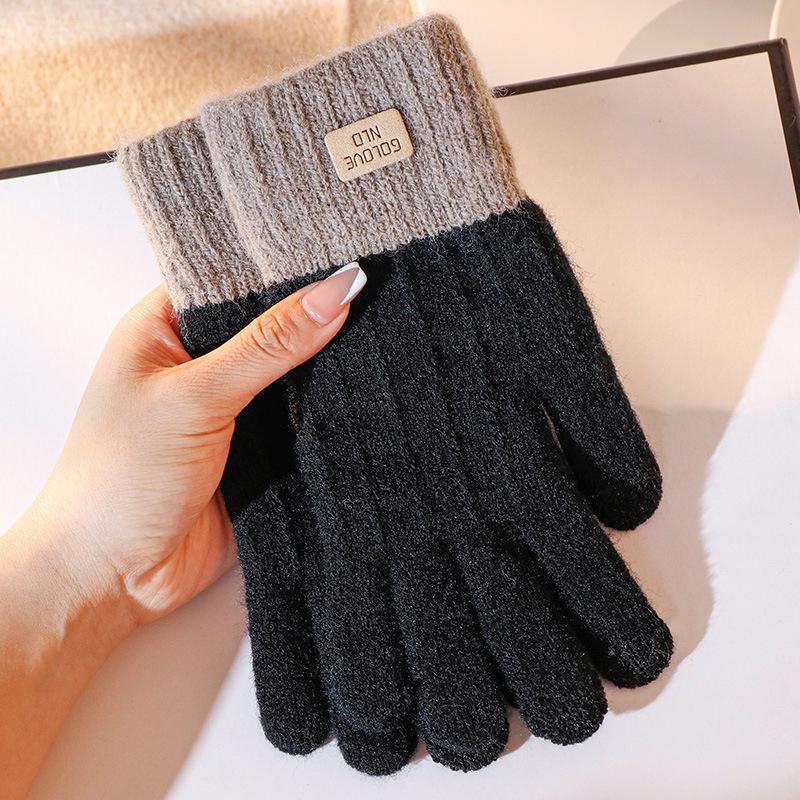Women Warm Thick Plush Knitted Gloves Touch Screen Men Women Fashion Autumn Winter Keep Warm Riding Skiing Outdoor Gloves