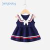 JELLYBABY Girls' Peter Pan Collar Sleeveless Princess Dress