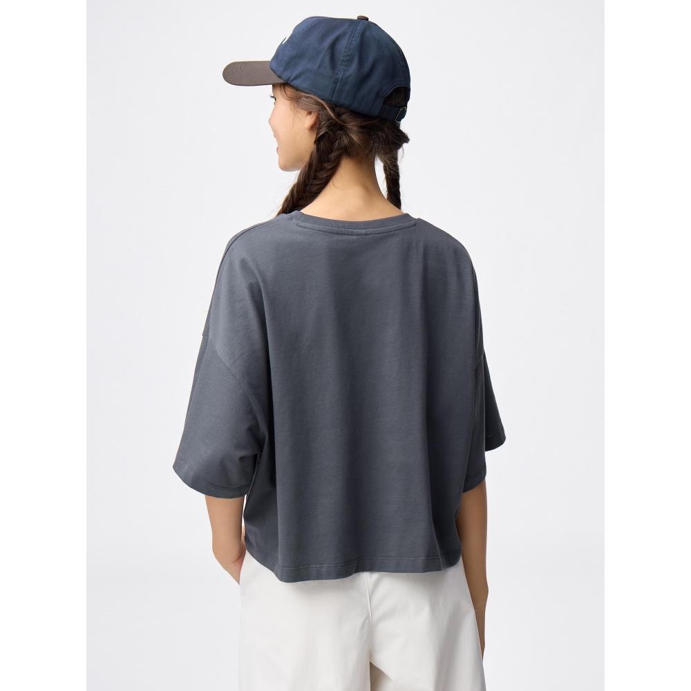 Gu By Uniqlo Girls CoTTon Oversize Cropped T shirT Jr