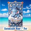 Elephant Theme Beach Towel Personalized Custom Name & Text Soft Quick Dry Beach Towel for Swimming Travel