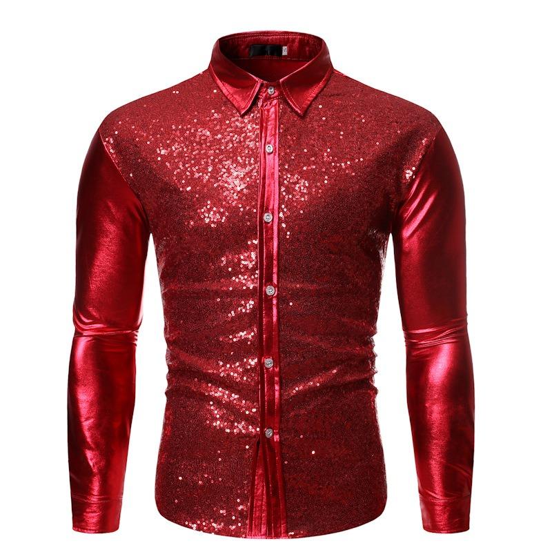 Autumn Cash Multicolor Cool Sequins Gilded Dance Clothes Shirt