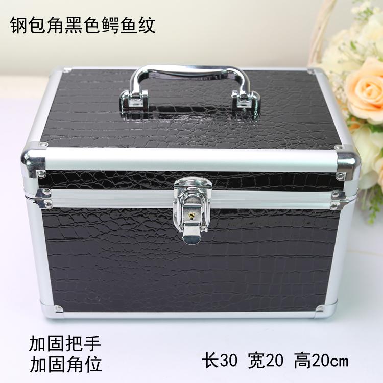 Large steel-reinforced cosmetic case with aluminum alloy frame,double-layer portable toolbox for foot bath tools
