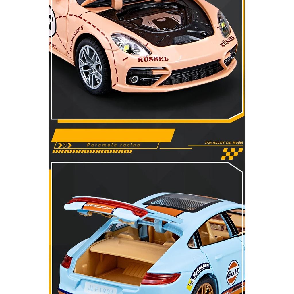 1/24 Porsche Panamera GULF Supercar Alloy Diecasts & Toy Vehicles Metal Toy Car Model Sound and Light Collection Toy