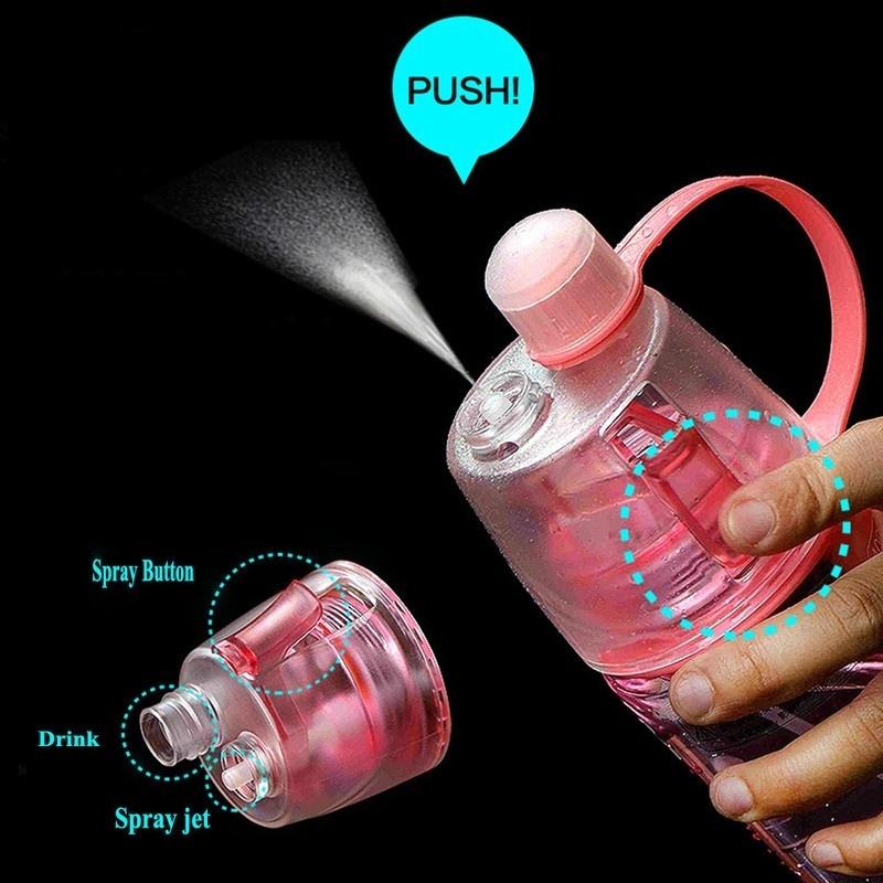 Nuova bottiglia d'acqua spray creativa Bottiglie atomizzatrici portatili Sport all'aria aperta Palestra Bere Drinkware Bot