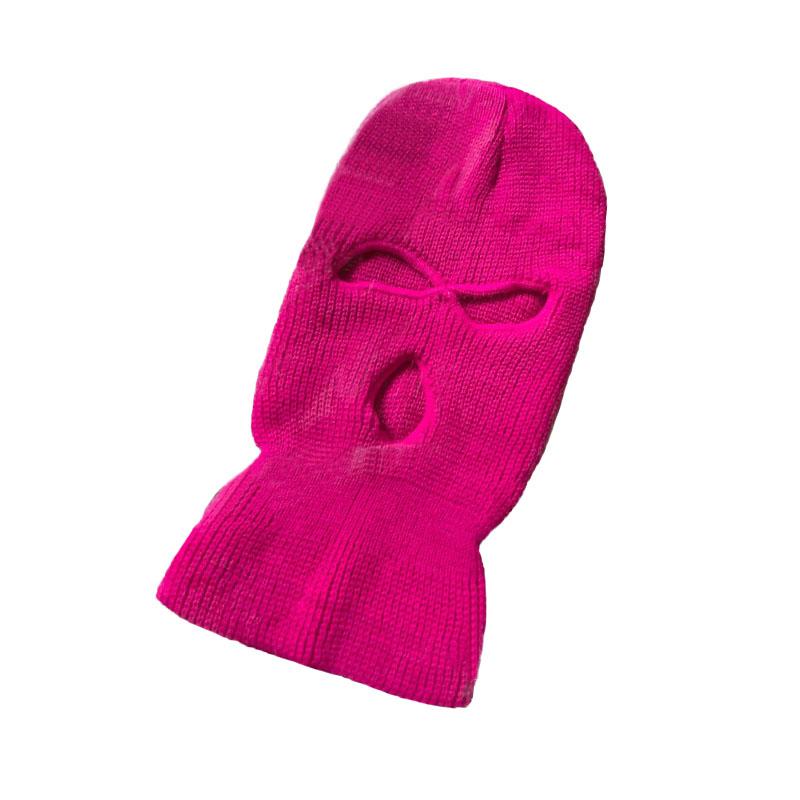 

Новая полнолицевая вязаная шапка с тремя отверстиями для мужчин и женщин, маска, шапка-балаклава, армейская тактическая CS, зимняя теплая велосипедная унисекс-кепка розы красного