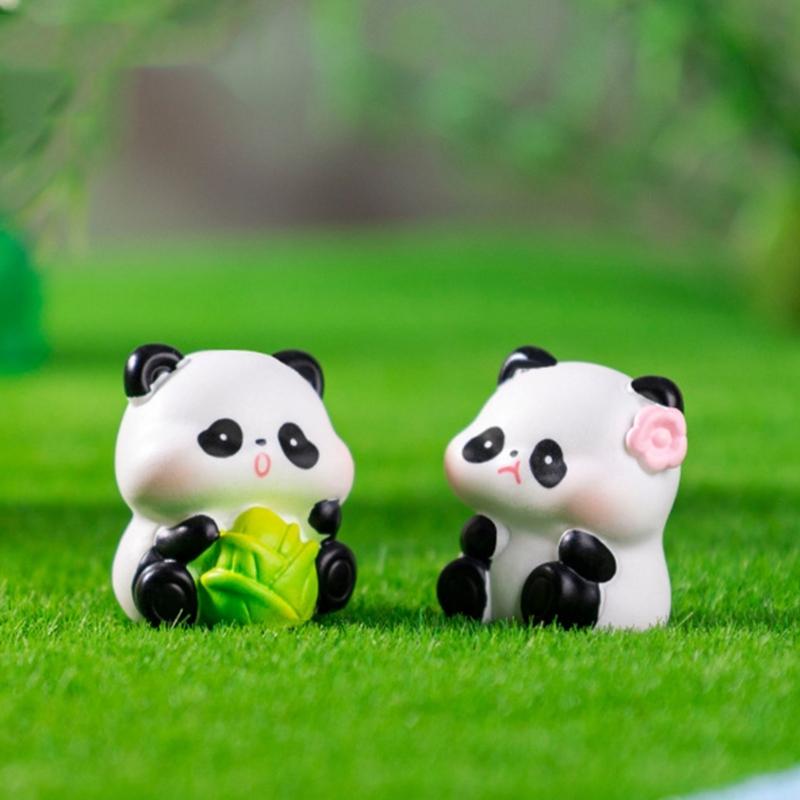 Pandas Figurines Mini Pandas Decors Waterproof Toy Playsets Miniature Doll Garden Figurines Cake Toppers Parties Favor
