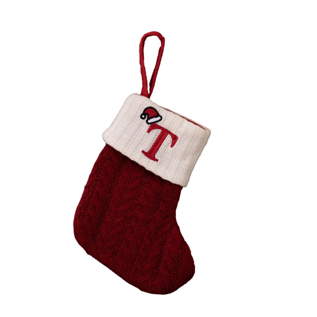 Alphabet Christmas Stocking Christmas Tree Decorating Hanging Knitted