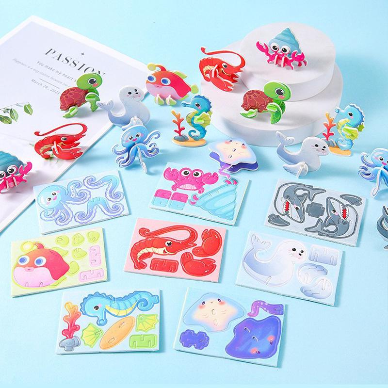 30pcs 3D Cartoon Puzzle Animal Airplane Educational Puzzle Toys for Kids Birthday Party Favors Classroom Rewards Gift Bag Filler