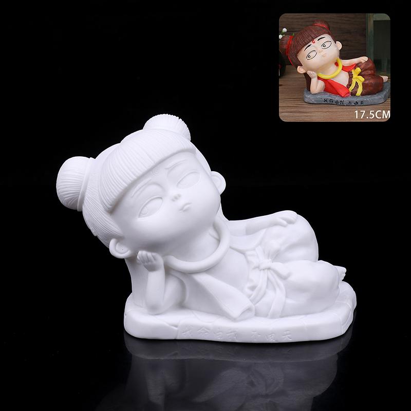 

Окрашенный Nezha виниловый краска белый эмбрион сделай сам ручная работа сберегательная банка игрушки кукла милый экшн аниме украшения подарок A4