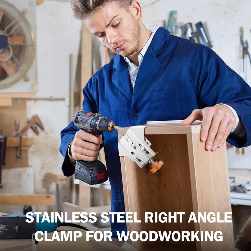 10PCS Stainless Steel 90 Degree Corner Clamp T-Shape Right Angle Clamp Woodworking Quick Locator Single Handle Corner Clamp Tool