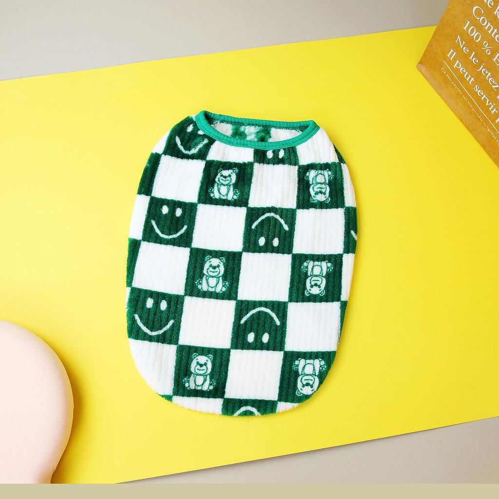 French Dou Clothes Autumn and Winter Clothes Plus Velvet Cotton Pug Fat Pet Dog Clothing 22 Bulldog Checkerboard Velvet Vest