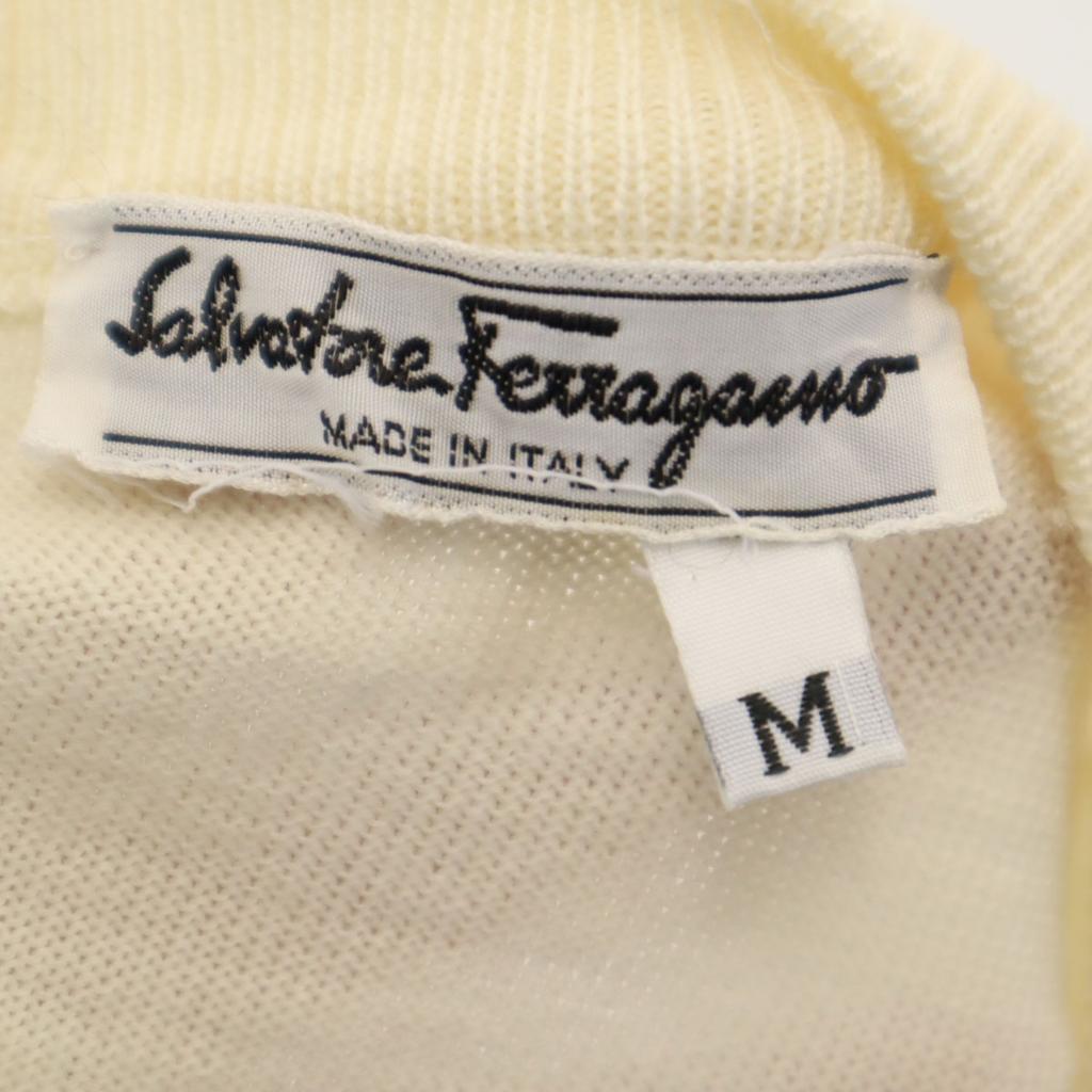 Salvatore Ferragamo 90s Made in Italy Old Floral pattern switching Short sleeve knit Women Used