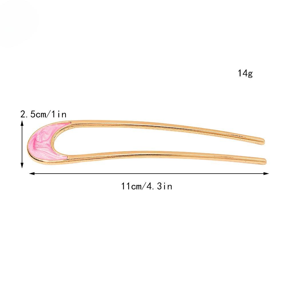 Metal U Shaped Hair Stick for Women Girls Silver Gold Color Vintage Elegant Shell Enamel Ponytail Hairpin Female Headwear Gifts