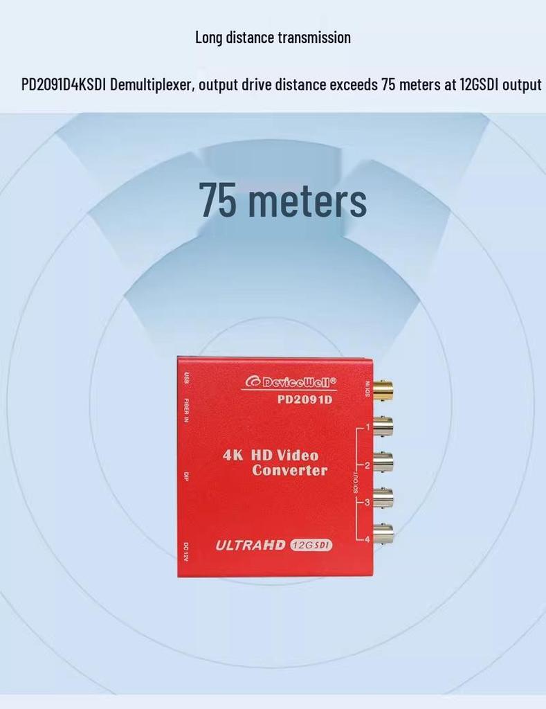 Devicewell PD2091D 12G/4K Demultiplexer 4-Link 3G SDI HD Signal