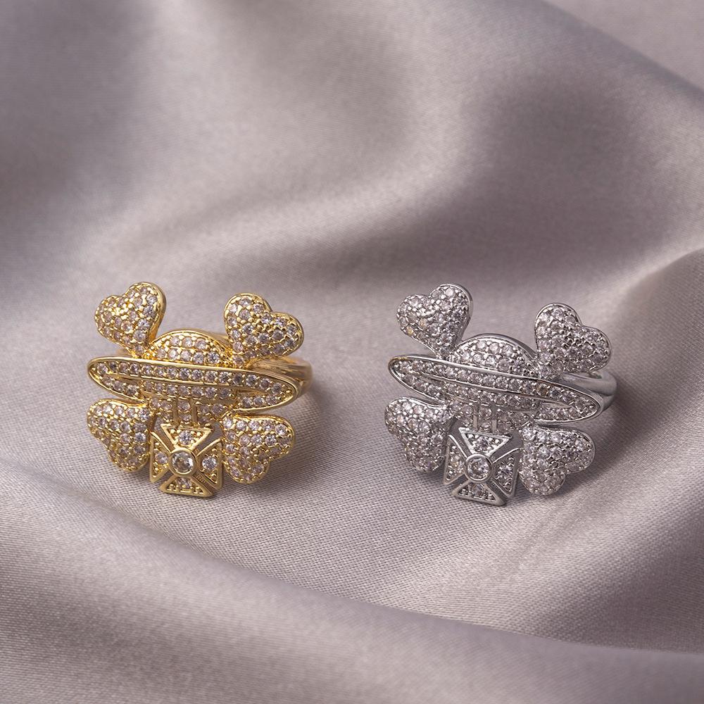 High-End Large Carat Zircon Retro Saturn Ring