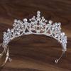 Elegant Silver Floral Crown Shiny Princess Rhinestone Tiara Baroque Crown Hair Accessory  Party