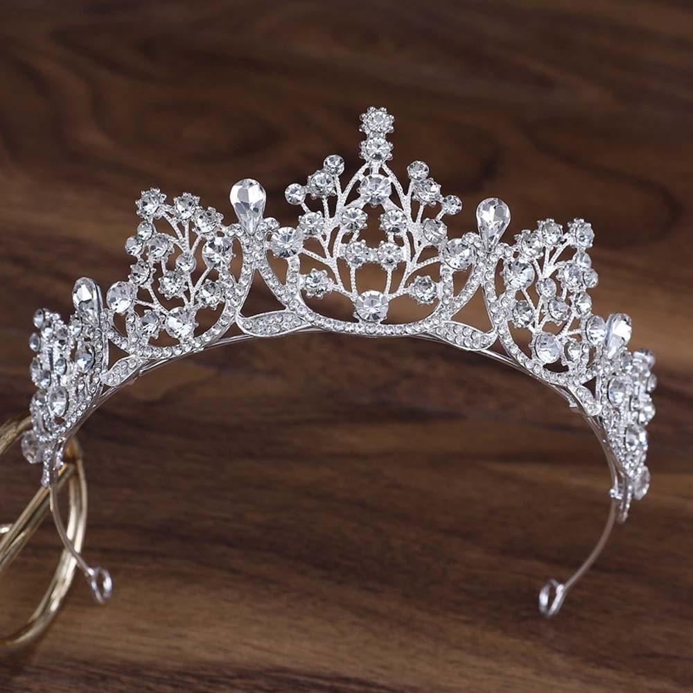 Shiny Crown Hair Accessory Elegant Princess Rhinestone Tiara Temperament Silver Floral Crown  Women