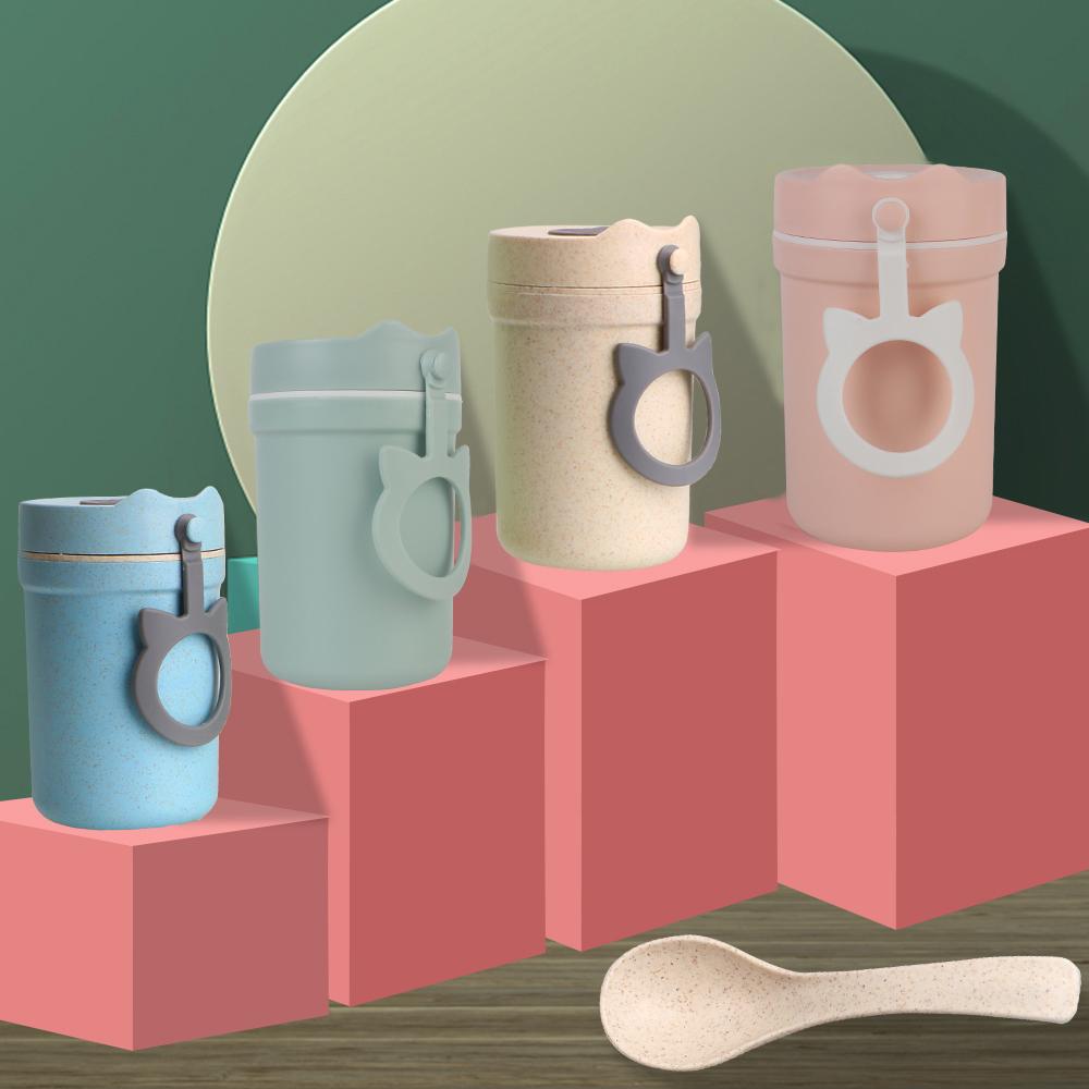 

Eco-Friendly Soup Box Sealed 330ml Breakfast Cup Wheat Straw Food Container Leakproof Meal Prep Bento Box Portable Kids Lunchbox