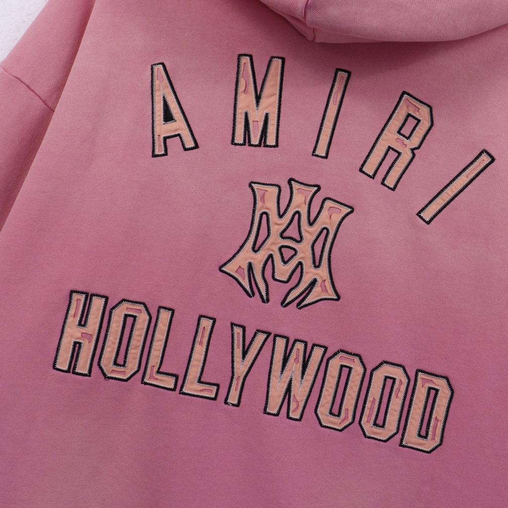 Amiri 2025 Spring and Autumn New Washed Outdated Loose Large Hoodie Set Couple Hoodie Set