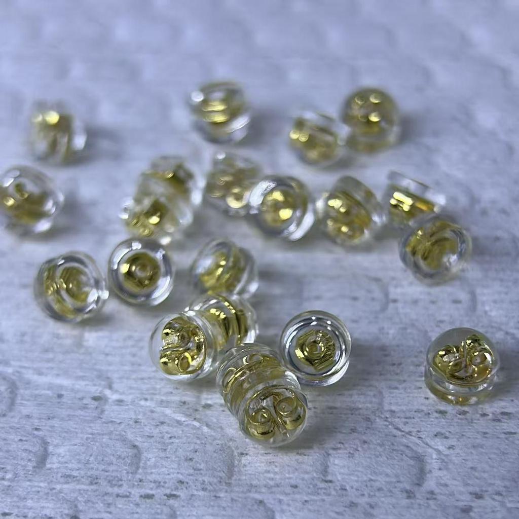 High-Quality Transparent Silicone Ear Backs with 18K Gold Plated Silver for Earrings
