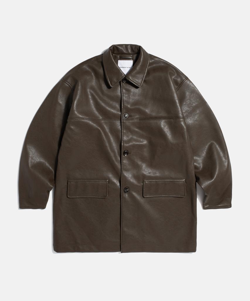Espionage Car Coat (Faux Leather) Dark Brown