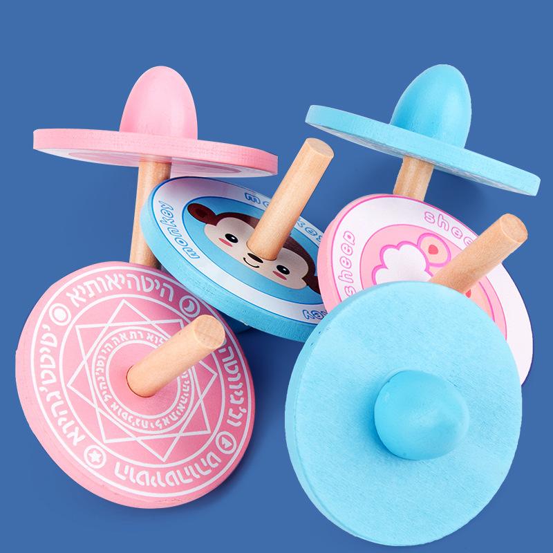 Holz Kreisel Schwungrad Niedlich Cartoon Klassisch Holz Klein Kreisel Desktop Kreisel Spielzeug Kinder Kinder Frühes Lernspielzeug Geschenke