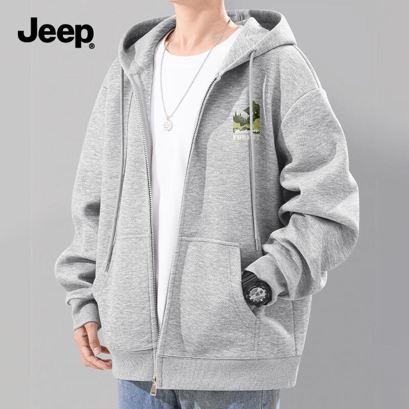 Jeep Men's Heavyweight Loose Fit Zip-Up Hoodie