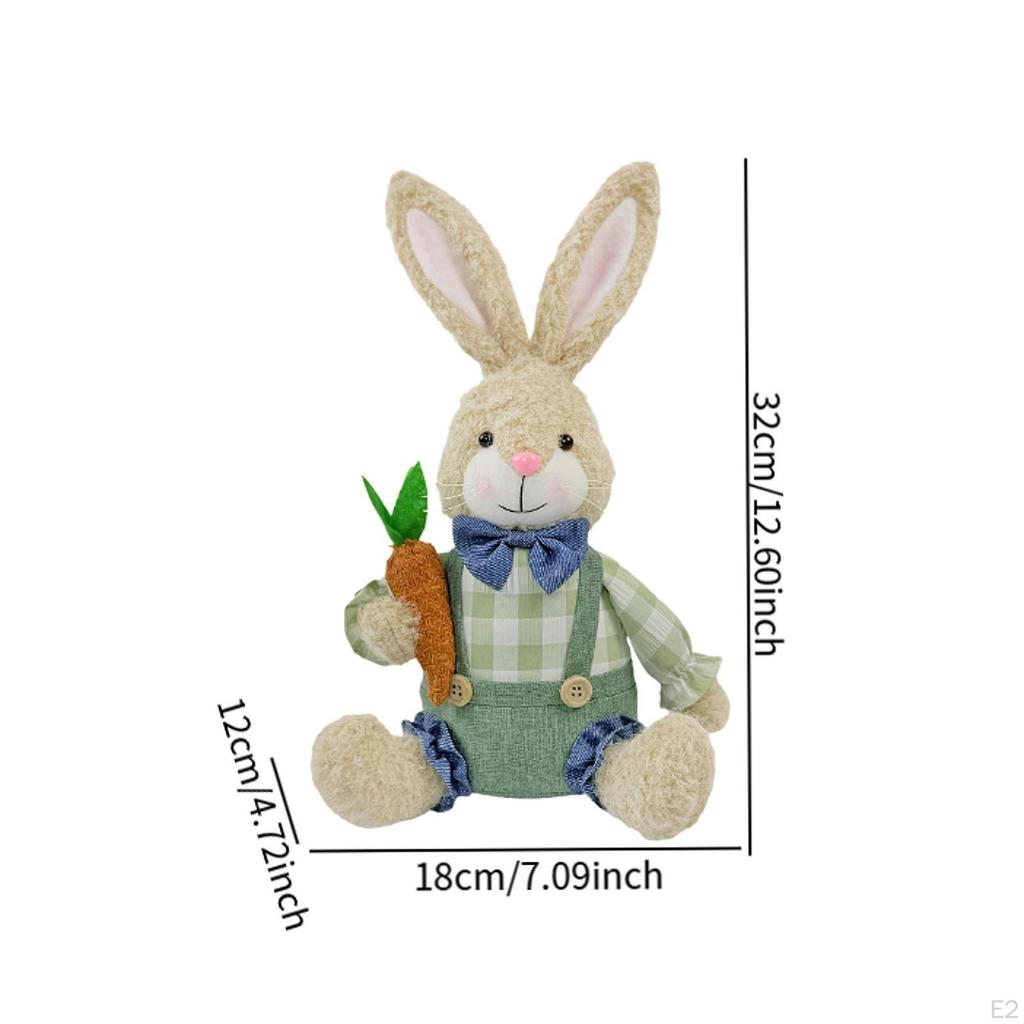 Easter Bunny Figurine Doll Ornament Collectible Cute Figure Statue for Cabinet Farmhouse