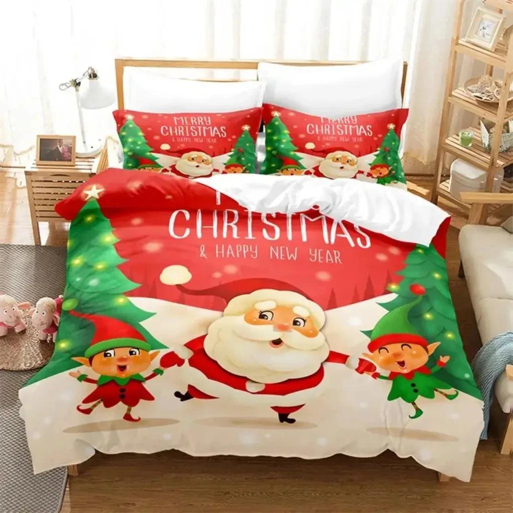 Christmas Santa Xmas Bedding Set Boys Girls Twin Queen Size Duvet Cover Pillowcase Bed BoysAdult Fashion Home Textileextile