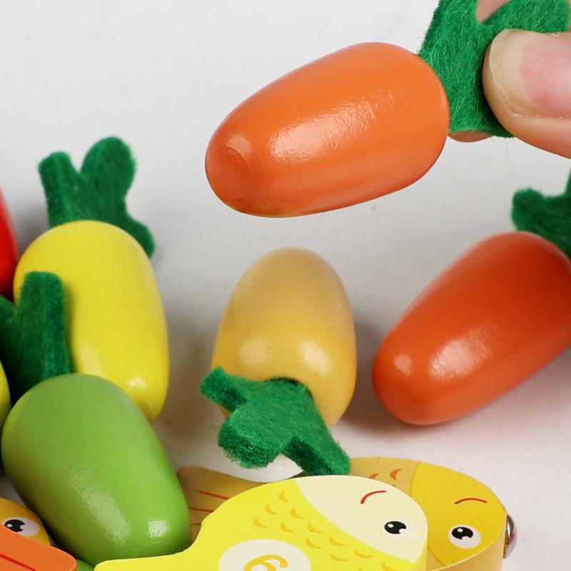Montessori Toys For Toddler Pull Carrot Fishing Simulated Feeding Game Set  Educational Colorful Shape Toy For Kids Learning