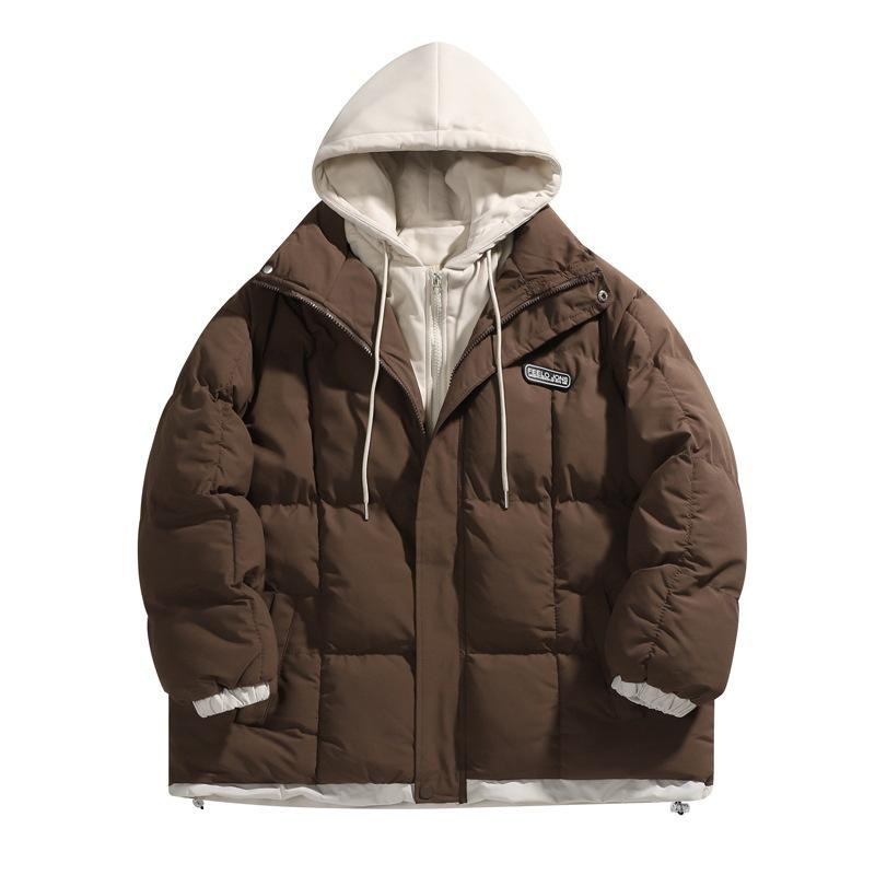 

Хлопковое пальто мужское в американском японском ретро корейском стиле поддельное двухкомпонентное пальто в гонконгском стиле с капюшоном хлопковая куртка свободная теплая хлопковая куртка мужская одежда 4XL